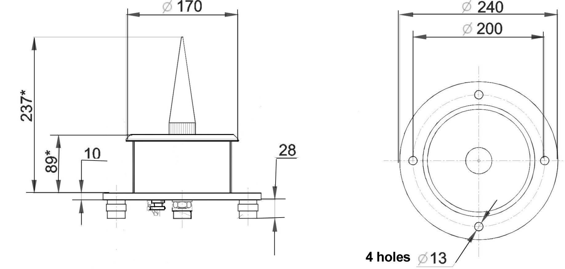 Layout and dimensions of E825